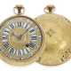 Taschenuhr: Rarität, eine von weniger als 10 bekannten Louis XIV Oignons mit Goldgehäuse und Repetition, königlicher Uhrmacher Gaudron Paris, ca.1700 - Foto 1