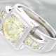 Ring: solider Platinring mit Brillantbesatz, vermutlich aus der Zeit des Art Deco, gelber Fancy Diamant von ca. 1,5ct - Foto 1