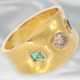 Ring: unikater Goldschmiedering mit Diamant-/Saphir- sowie Smaragdbesatz, 900er Gold - Foto 1
