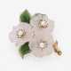 Brosche "Kirschblüte" mit Rosenquarz, Jade, Perlen und Diamanten - Foto 1