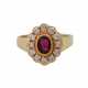 Ring mit ovalem Rubin, entouriert von 12 Brillanten, - photo 1