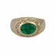 Ring mit ovalem Smaragdcabochon, - Foto 1