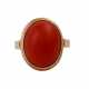 Ring mit roter Koralle, ovaler Cabochon, ca. 15,5x12 mm, - photo 1