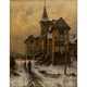 KOKEN, PAUL (1853-1910), "Abendsonne über verschneitem Stadtrand", - Foto 1