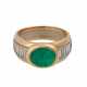 Ring mit ovalem Smaragdcabochon flankiert von Diamantbaguettes - Foto 1