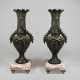 Paar Bronze Vasen auf Marmorsockel montiert - Foto 1