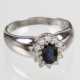 Saphir Ring mit Brillanten - Weissgold 585 - Foto 1