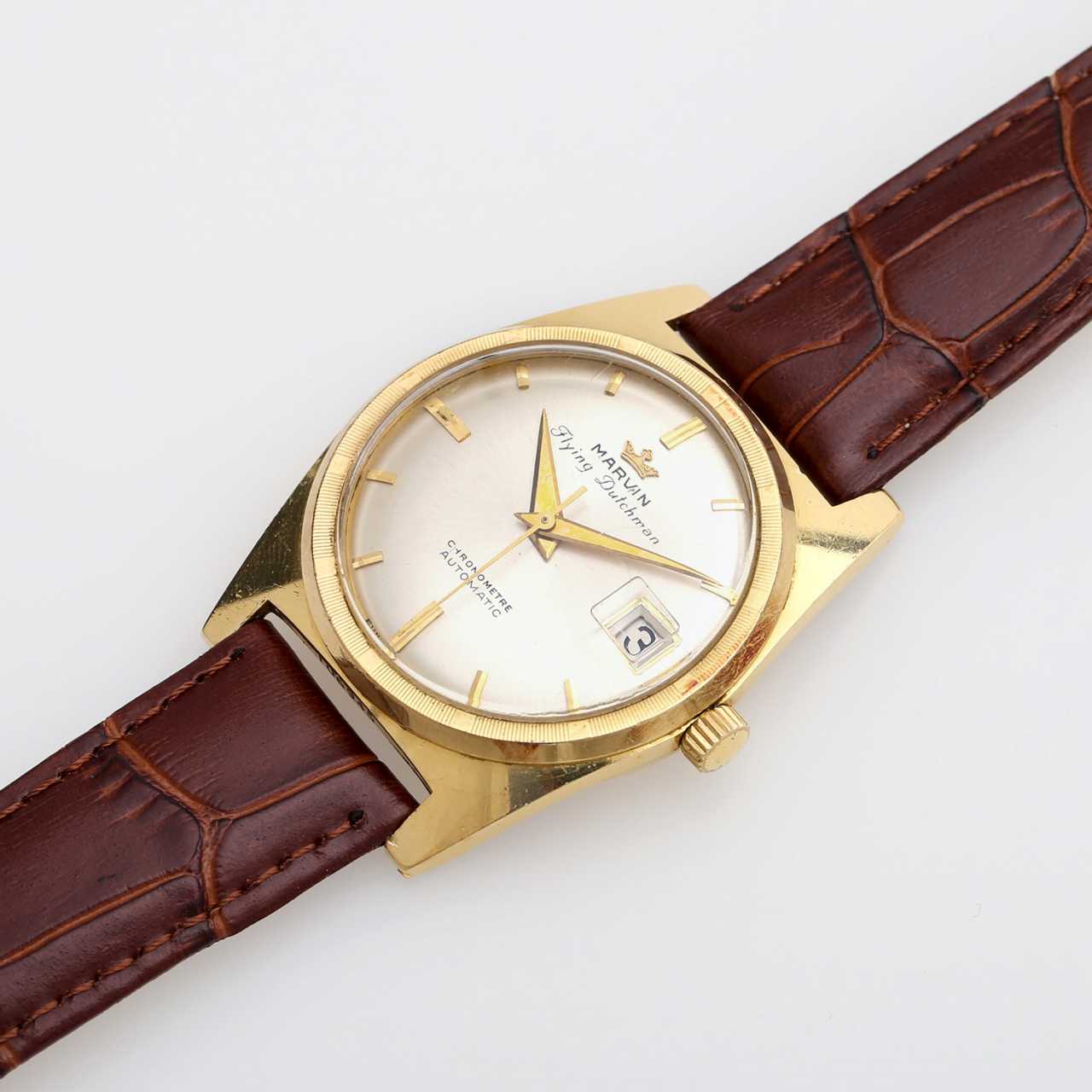 MARVIN Flying Dutch man Vintage watch, CA. 1950/60s. Case in yellow ...