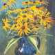 RUCKENBRAD, H. (?, undeutl. signiert; 20. Jahrhundert), "Gelbe Echinacea in blauer Vase", - фото 1