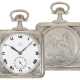 Taschenuhr: sehr seltene quadratische Jugendstil-Taschenuhr von Omega, Silber, ca.1900 - Foto 1