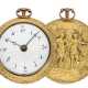 Taschenuhr: frühe englische 18K Gold Repoussé Doppelgehäuse-Spindeluhr, signiert Wersten London, Hallmarks 1760 - Foto 1