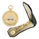 Taschenuhr/Chatelaine: feine Gold/Emaille-Damenuhr mit originaler Goldchatelaine mit Schlüssel und Siegel sowie Originalbox, vermutlich Genf um 1850 - Foto 1