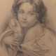 Zeichner des 19. Jahrhundert ''Junge Frau mit Taube'' - photo 1