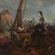 Maler des 19. Jahrhundert ''Soldaten mit Pferde am Brunnen rastend'' vor Stadtsilhouette - photo 1
