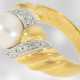 Ring: schöner Damenring aus 18K Gold, besetzt mit Brillanten und einer Zuchtperle, Handarbeit - Foto 1