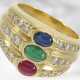 Ring: ehemals sehr teurer vintage Rubin/Saphir/Smaragd-Ring mit Brillanten, insgesamt ca. 2,11ct, Markenschmuck aus dem Hause Wempe, 18K Gold - Foto 1