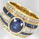 Ring: äußerst dekorativer breiter Gelbgoldring mit Saphir und Diamanten, insgesamt ca.3,58ct, 18K Gold, sehr teure Anfertigung von Hofjuwelier Roesner - photo 1