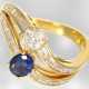 Ring: dekorativer und sehr hochwertiger Gelbgoldring mit Saphir und Diamanten, 18K Gold, Spitzenqualität von Roesner - Foto 1