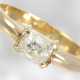 Ring: interessanter Solitärring mit antikem Diamanten im Old-Cushion-Cut, ca. 1,2ct, 14K Gold, Goldschmiedehandarbeit - Foto 1