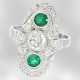 Ring: dekorativer Brillant-/Smaragdring im Art déco Stil, insgesamt ca. 2,04ct, 14K Weißgold, Hofjuwelier Roesner, NP lt Originaletikett DM 12320,- - фото 1