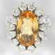 Ring: edler Blütenring mit feinem Diamant/Brillantbesatz sowie schönem Goldtopas, 18K Weißgold - photo 1