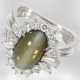 Ring: unikater und äußerst kostbarer Diamantring mit Chrysoberyll-Katzenauge, insgesamt ca. 7,12ct, 18K Weißgold - photo 1
