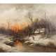 SCHOLL / SCHOLZ (?, Maler 20. Jahrhundert), "Reisigsammlerin an verschneitem Flussufer vor dem Haus", - Foto 1