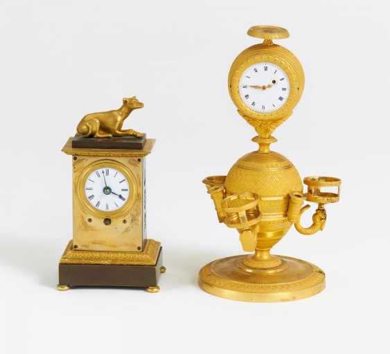 Small Desk Clock And A Small Clock With Dog Auction Catalog