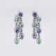 Paar Saphir-Smaragd-Ohrhänger mit Brillanten - photo 1