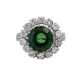 Ring mit grünem Turmalin ca. 3,1 ct, entouriert von 14 Brillanten, - photo 1
