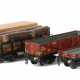 3 Güterwagen Märklin, Spur 0, 1 x Niederbordwagen 1848, BZ 1936-55, 4-achsig, rotbraun CL, L - фото 1