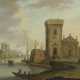 Landschaftsmaler des 19. Jahrhundert ''Uferpartie mit Turm'' - Foto 1