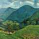 Landschaftsmaler des 20. Jahrhundert ''Hügelige Landschaft'' mit Feldern und Wiesen sowie Bäumen im Vordergrund - Foto 1
