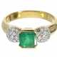 Ring: sehr hochwertiger vintage Goldschmiedering mit Smaragd und feinen Brillanten - фото 1