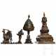 Vier Bronzeobjekte, Indien/Nepal, 20. Jahrhundert - Foto 1