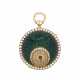 ANONIMO: Orologio da tasca in oro 18K rifinito con smalto guilloché verde e perle - Foto 1