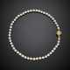 Collana in perle coltivate di mm 6.50/7 circa con chiusura in oro giallo e diamanti - photo 1
