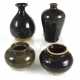 Zwei Vasen und zwei Keramikgefäße mit schwarzer Glasur - Foto 1