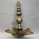 A Jewish Shabbat lamp, bronze cast gilded, turned shape, with a six pointed star and with later electrical fitting - Foto 1
