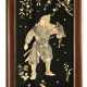 Großes Lackpaneel mit Samurai-Darstellung aus eingelegtem Bein und Elfenbein - Foto 1