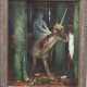 Symbolist around 1900, Girl on a unicorn in forest - фото 1