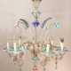 Venetian chandelier in blossom shape with 8 branches in S shape with wide tazzas and flower rings - photo 1