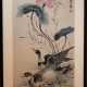 Chinese watercolour with two ducks and sea rose by the water - photo 1