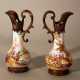 A pair of Vienna enamel jugs, each with bronze gilded mounts and hand grips - photo 1