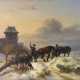 Wouterus Verschuur, Pferde - Zweispänner beim winterlichen Holztransport am holländischen Meeresstrand - photo 1