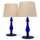 A PAIR OF MOULDED COBALT-BLUE GLASS LAMPS - photo 1