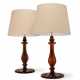 A PAIR OF MOULDED AMBER-GLASS LAMPS - фото 1