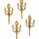 A SET OF FOUR FRENCH ORMOLU THREE-LIGHT WALL-LIGHTS 'A CORS DE CHASSE' - photo 1