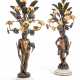 A PAIR OF NAPOLEON III ORMOLU AND PATINATED-BRONZE SIX-LIGHT FIGURAL CANDELABRA - фото 1