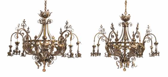 EMPIRE Edwardian 6 light antique brass chandelier with storm glass shades EMPIRE Edwardian 6 light antique brass chandelier with storm glass shades